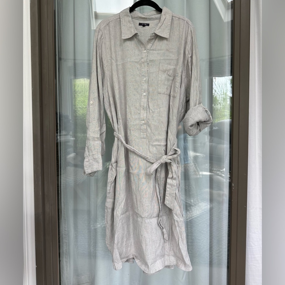 NYDJ Cream Long Sleeve Shirt Dress